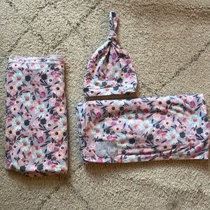 Copper Pearl swaddle, hat and carseat/breastfeeding  cover